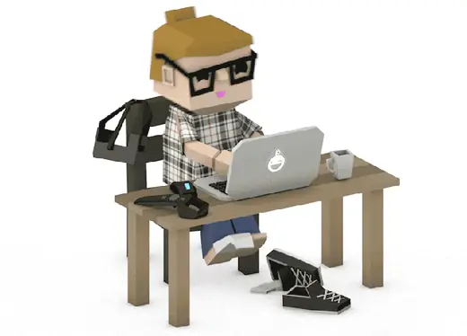 Animated programmer at work